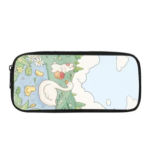 Süsses Cartoon Federtasche mit grosser Kapazitaet und frischer Tierillustration fuer Schule.