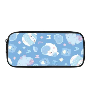 Niedliches blaues Cartoon-Etui mit grossem Stauraum, ideal für Büro und Schulbedarf.