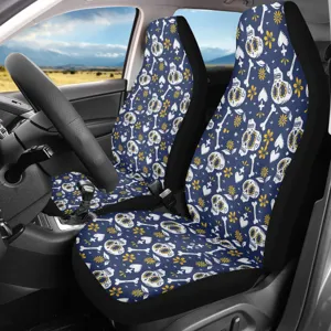 Halloween Skull Pumpkin Print Car Seat Covers Universal Fit Polyester Spandex Breathable Front Seat Protector Automotive Accessories