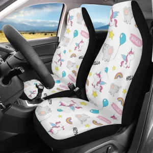Cute car seat covers universal fit front seats cute animal unicorn rainbow print interior accessories