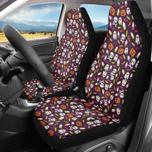 Halloween skull print car seat covers universal auto interior styling protector set