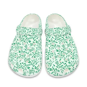 Grüne botanische Print Garten Clogs leichte rutschfeste Freizeitschuhe für drinnen und außen