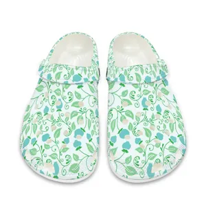 Bequeme Gartenclogs mit Pflanzenmuster, atmungsaktive Badeschuhe mit Blumen-Design.