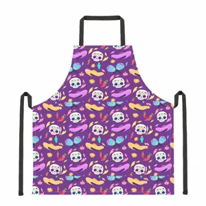 Halloween Skull Skeleton Apron Waterproof Polyester Kitchen Chef Apron For Cooking BBQ Party Waiter Server Bib Apron