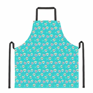 Türkisfarbene Küchenschürze mit Totenkopf Muster Kochschürze für Damen und Herren
