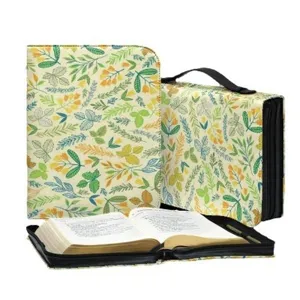 Botanical floral pattern PU leather Bible bag multi-functional protective book cover case.