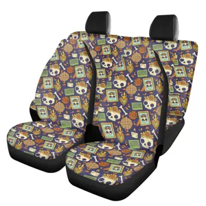 Funda de Asiento Delantero de Coche Universal de Punto Estampado Patrón de Calavera de Azúcar Dibujos Animados Floral Poliéster Elástico Protector Automotriz Accesorio Decorativo