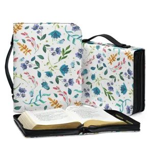 Portable floral book carrying case with secure zipper and handle for daily storage use.