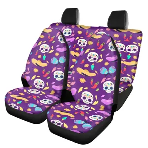 Universelle Autositzbezüge Aus Polyester Punk Schädel Blumenmuster Atmungsaktive Autositzschonbezüge Komplettset Autodekor Zubehör