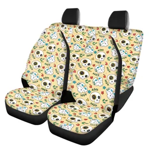 Universale Auto Vordersitzbezüge mit buntem Totenkopf Blumen Muster Polyester Stoff.