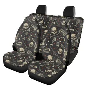 Totenkopf Auto Sitzbezüge, universelle 5-Sitzer Polyester Autokissen Schutzhüllen.