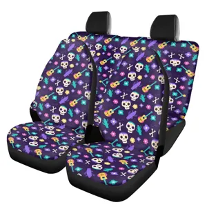 Car seat covers set front seats universal fit day of the dead sugar skull floral printed protector