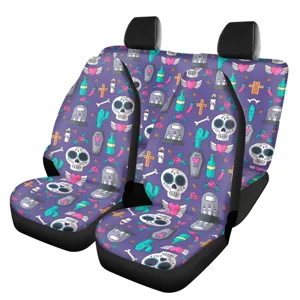 Universelle autositzbezüge set mit süßem totenkopf und goth motiv, vordersitz schoner