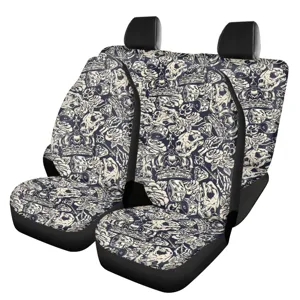 Universelle Autositzbezüge mit gotischem Totenkopf Rosen Würfel Muster Vordersitz Schutz.