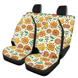 Universal Autositzbezüge Set Polyester Elasthan Atmungsaktiv Sonnenblumen Druck Automobil Sitzschutz Für SUV Limousine Dekoration Blumenmuster Vordersitzbezüge