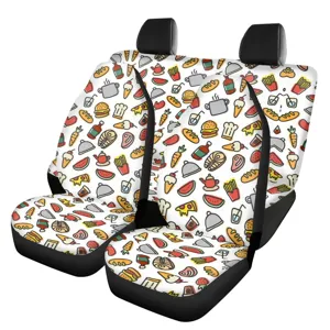 Universal car seat covers front set colorful cartoon food print automotive interior protection