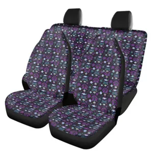 Universeller Autositzbezug Set vorne und hinten lila Totenkopf Gothic Print Autozubehör