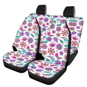 Housse de siege auto florale retro coloree, protection universelle siege avant auto.