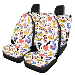Stylische Autositzbezüge für vorne mit farbenfrohem abstrakten Monster-Doodle-Design.