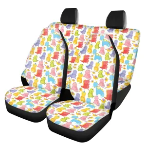Universal front car seat covers with cute colorful cartoon dinosaur print for auto interior
