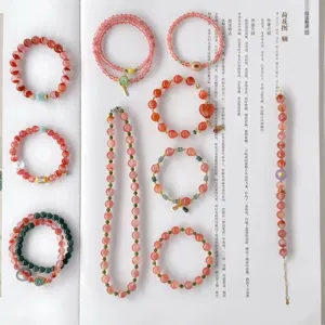 Sweet Pink Glass Beaded Crystal Necklace Light Luxury Elegant Clavicle Chain Fashion Versatile Jewelry Gift For Women
