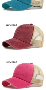 Vintage gewaschene Trucker-Caps mit atmungsaktivem Mesh-Rücken in verschiedenen Farben