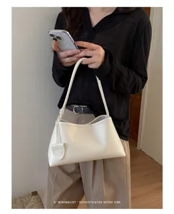 minimalist white shoulder bag for women elegant daily commuting fashion top handle handbag