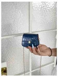 Mini crocodile pattern crossbody bag with chain strap fashion chic micro bag detail view