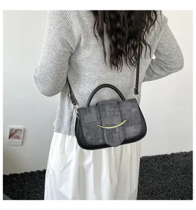 Bolso de hombro informal retro para mujer con diseño empalmado, bolso minimalista elegante.