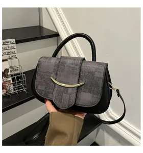 Bolso bandolera cuadrado retro en contraste con asa de metal para mujeres elegantes