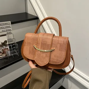 Bolso Bandolera de Piel PU Retro para Mujer Diseño de Hebilla de Cinturón Moda Diario Bolso de Hombro Commuting