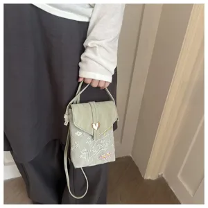 Borsa per cellulare ricamata chic, piccola borsa a tracolla di nicchia con dettagli raffinati.