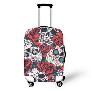 Copertura per Valigia Teschio Rosa Gotico Custodia Protettiva per Bagaglio Elastica in Poliestere Stampata Antipolvere Accessori da Viaggio