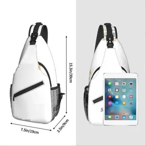 Weißer lässiger Outdoor Sport Sling Brustbeutel mit Reißverschlusstasche und Netz.