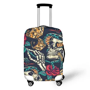 Totenkopf Design Reisegepäck Schutzhülle elastischer Kofferüberzug für Outdoor Reisen Haupt