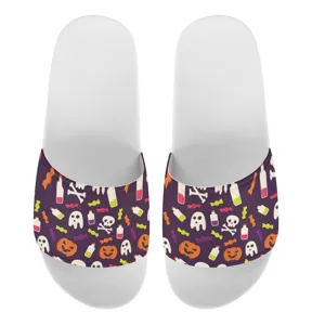 Bequeme Halloween Totenkopf Druck flache Hausschuhe für Damen und Herren Sommerschuhe