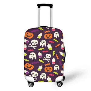 Fodera per valigia protettiva con stampa teschio zucca fantasma tema Halloween viaggio