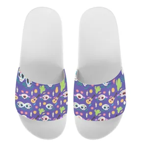 Kreative Buntkopf Totenkopf Pantoletten für Damen und Herren, bequeme flache Freizeitschuhe.