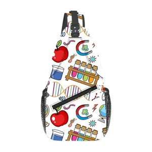 Bolso cruzado de pecho con patrón científico informal mochila deportiva unisex