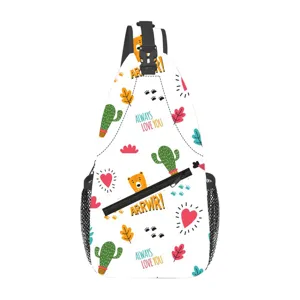 Bolso cruzado de pecho unisex para deporte al aire libre con bonito estampado de dibujos.