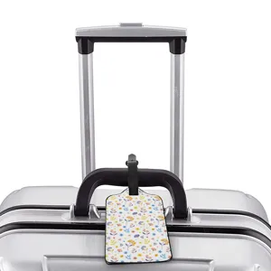 Etiqueta de Equipaje de Cuero PU con Dibujos Animados para Identificación de Maleta de Viaje Lindo Patrón Floral Animal Galaxia Monstruo Etiqueta de Viaje Accesorios de Bolsa