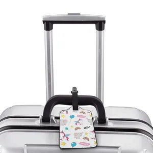Cartoon unicorn luggage tag for travel suitcase cute ID label bag accessory identifier