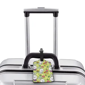 Cartoon Rabbit Mermaid Travel Luggage Tag PU Leather Suitcase ID Label For Backpack Travel Bag Travel Accessory