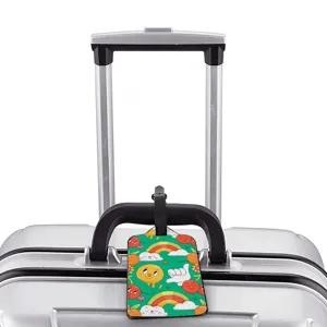 Colorful cartoon pattern luggage tag, durable travel bag ID label for easy identification.