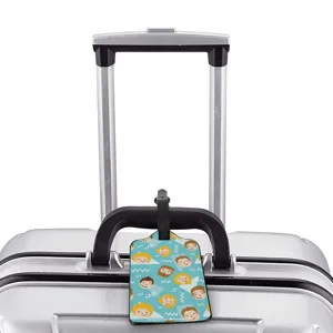 Creative cartoon luggage tag for travel, durable suitcase ID tag with cute portrait print.