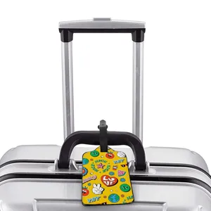 Bunter Kofferanhänger mit Cartoon Motiv, farbiger Pop Art Design Gepäckanhänger für Reisen.