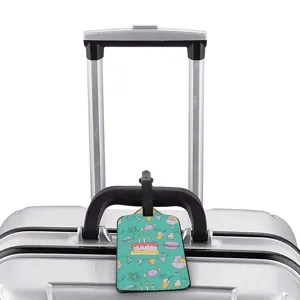 Cute cartoon pattern luggage tag for travel, vibrant cake printed ID tag for suitcase bags.