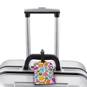 Etiqueta De Equipaje De Cuero PU Con Patrón De Dibujos Animados De Frutas Comida Etiqueta ID De Maleta De Viaje Accesorios De Bolsa