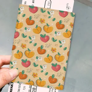 PU Leather Cartoon Fruit Pattern Passport Holder Travel Document Organizer ID Card Case Protective Cover For Women Men