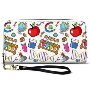 Women Long Zip Around Wallet PU Leather Cartoon Graffiti Print Clutch Bag With Wristlet Large Capacity Phone Purse